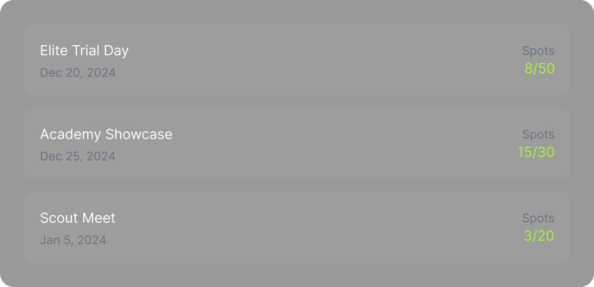 Events screen